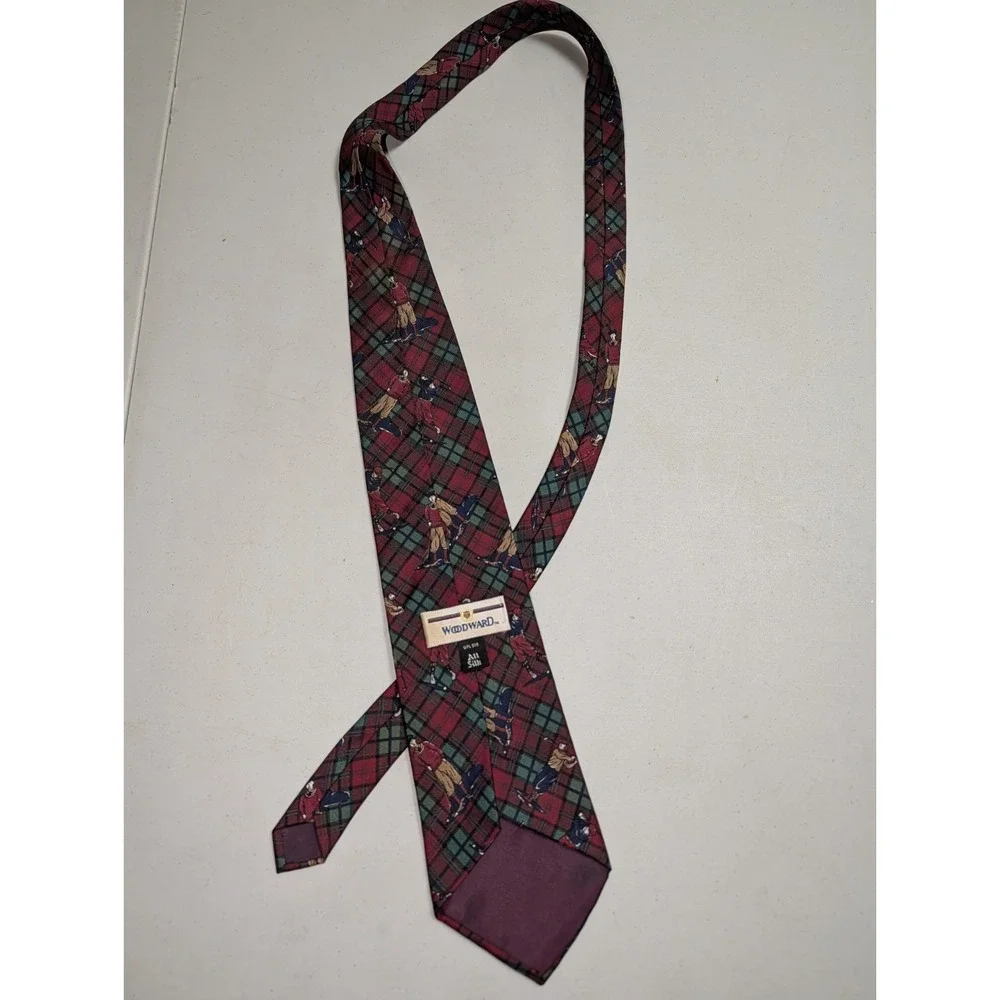 Woodward Tie Golf Pattern 100%‎ All Silk Wide Classic Tie Necktie